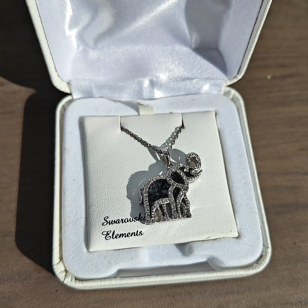Swarovski Silver and Black Elephant Necklace